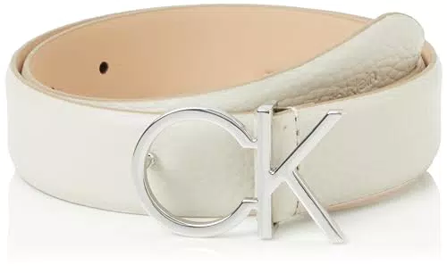 Calvin Klein Cintura Donna CK Logo Belt 3.0 in Pelle Beige