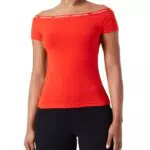 Calvin Klein Jeans Top Bardot Elastic Logo per Donna - Maglieria Elegante