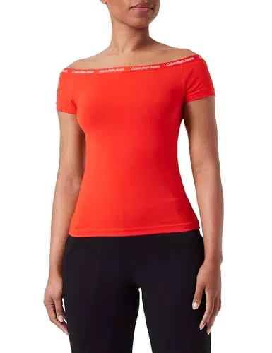 Calvin Klein Jeans Top Bardot Elastic Logo per Donna - Maglieria Elegante