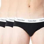 Calvin Klein 3p Hip Brief Slip, Nero, L Uomo
