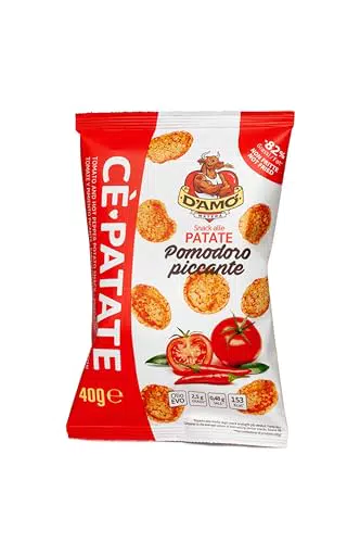D'AMO Snack Croccante di Patate al Pomodoro Piccante Non Fritte