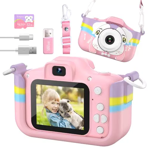 Cewpuno Macchina Fotografica per Bambini 1080P, Mini Fotocamera Digitale Ricaricabile