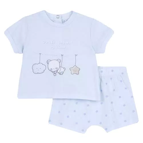 Chicco Completo Neonata con T-shirt e Pantaloncini Corti in Cotone Lavabile