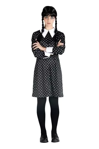 Mercoledì Addams Costume Bambina Originale con Parrucca
