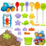 CIMOYBAI Set di Giocattoli da Spiaggia per Bambini con Secchiello Pieghevole