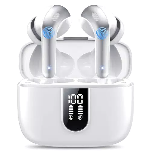 Cuffie Bluetooth 5.3 HiFi con Cancellazione Rumore e Display LED, IP7 Impermeabili