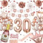 Brand Decorazioni Compleanno Donna 30 Anni - Cerchio Glitterato e Pom Pom