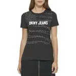 DKNY Jeans T-Shirt Logo con Dettagli in Studs per Donna