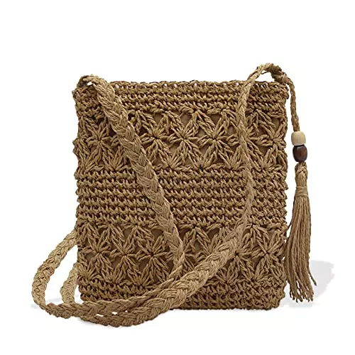 DUGEHO Borsa a Tracolla in Paglia per Donna - Stile Vintage per Estate e Viaggi