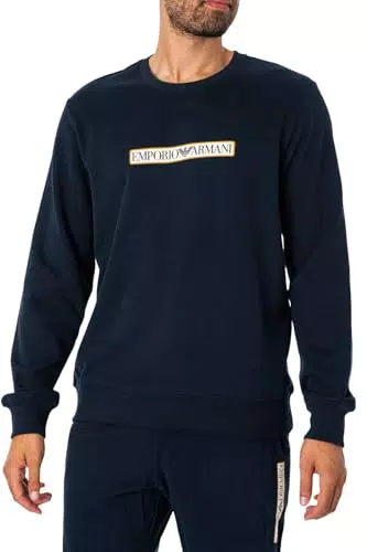 Emporio Armani Felpa da Uomo in Spugna Spazzolata Maglia di Tuta