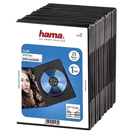 Hama DVD Slim Box - Scatole per dischi ottici, confezione da 25 unità