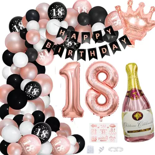 Huacici Decorazione Compleanno 18 Anni con Palloncini e Ghirlanda Buon Compleanno