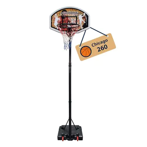 HUDORA Canestro da Basket Regolabile Mobile per Esterno - Altezza 206-260 cm