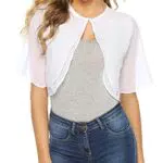 Irevial Bolero Shrug Elegante Donna Maniche 3/4 Cardigan Corto in Chiffon