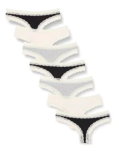 Iris & Lilly Intimo Perizoma in Cotone e Pizzo Donna