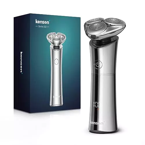 KENSEN Rasoio Elettrico Impermeabile Wet & Dry con Testine Rotanti e Display LED