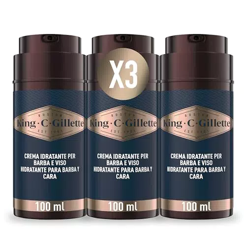 King C. Gillette Crema Idratante Viso e Barba con Vitamina B - Cura e Ammorbidisce