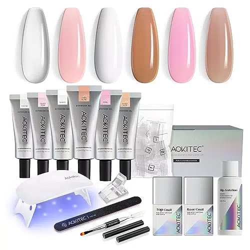 Aokitec Kit Gel per Unghie in Acrilico Fai Da Te con Lampada UV LED