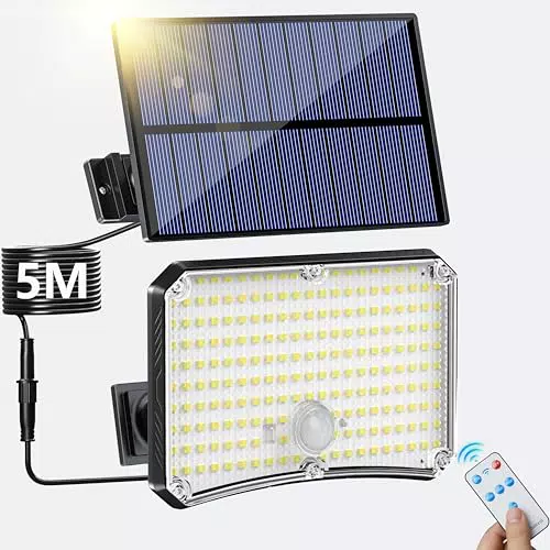 Lampada Solare da Esterno con Sensore di Movimento e Telecomando - 200 LED