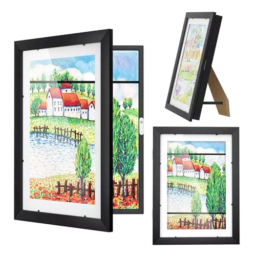 LIIGOU Cornice Porta Disegni per Bambini A4 34x25cm con Apertura Frontale