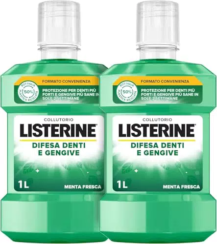 LISTERINE Collutorio Difesa Denti e Gengive con Fluoruro, Igiene Orale Menta Fresca