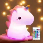 Unicorno Luce Notturna Ricaricabile per Bambini con Telecomando - Regalo Battesimo