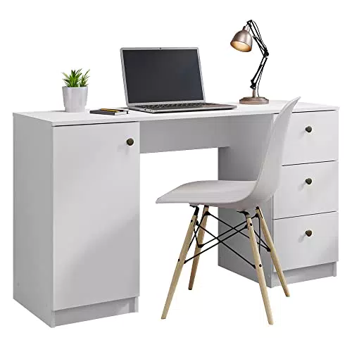 Madesa Scrivania Moderna per Ufficio e Studio con 3 Cassetti e Porta
