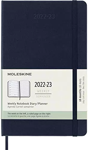 Moleskine Agenda Settimanale 18 Mesi con Copertina Rigida e Chiusura Elastica