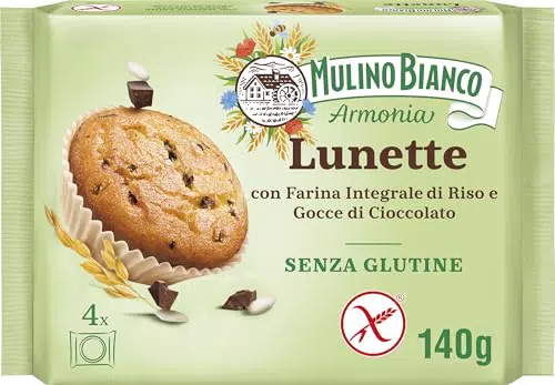 Mulino Bianco Lunette Tortina Senza Glutine con Farina Integrale di Riso e Cioccolato