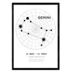 Nacnic Poster Zodiacale Gemini A3 con Costellazione e Cielo Stellato