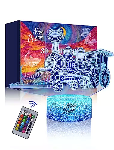 Nice Dream Luce Notturna Treno per Bambini, Lampada 3D LED Dimmerabile