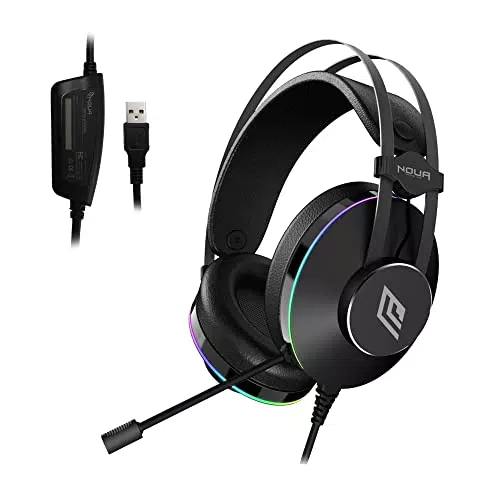 Noua Cuffie Gaming USB RGB Over-Ear con Suono Surround 7.1 e Microfono Flessibile