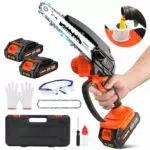 Olmlmo Mini Motosega Elettrica a Batteria 6 Pollici per Taglio Legno e Costruzione