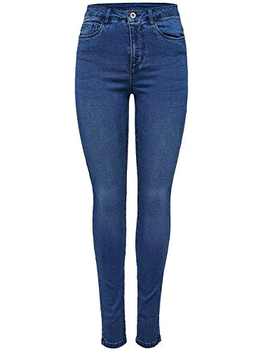 ONLY Onlroyal High Waist Skinny Fit Jeans, Medium Blue Denim