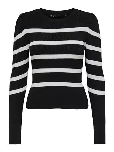ONLY Pullover Lungo con Maniche a Volant - Modello Puff Knt Noos