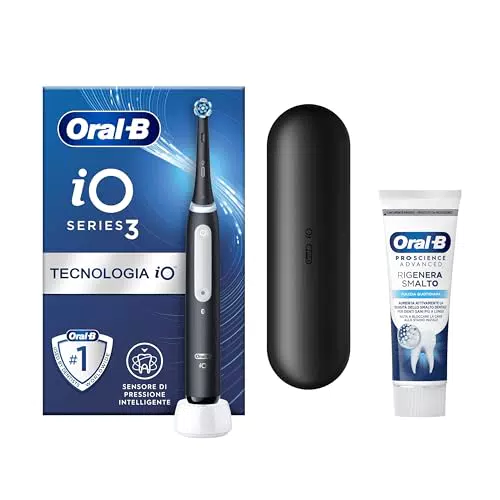 Oral-B Spazzolino Elettrico Ricaricabile iO 3 con Testina di Ricambio e Dentifricio