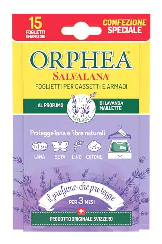 Orphea Profumatore per Armadio in Foglietti - Essenza Lavanda, 12 Settimane di Freschezza