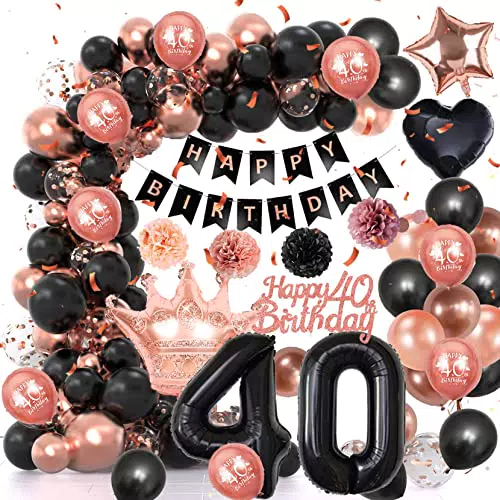 Palloncini Compleanno 40 Anni Donna - Decorazioni Festa con Striscione
