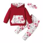 PATPAT Set Casual Manica Lunga per Neonata con Lacci a Fiore