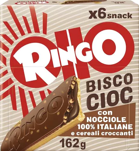 Pavesi Ringo Biscotto Ripieno di Crema con Nocciole Italiane e Cioccolato