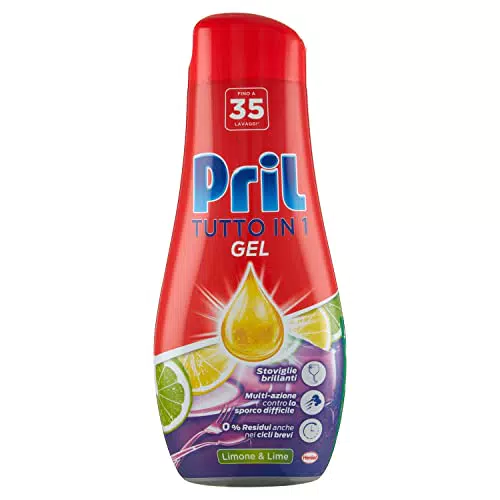 Pril Gel All in One Detersivo Lavastoviglie Multi-Azione Limone e Lime