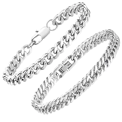 PSOWQ Bracciale Uomo in Acciaio Inox - Idea Regalo per Fidanzato e Ragazzo