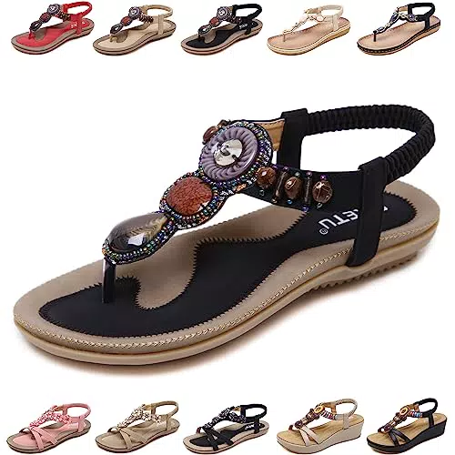 QJJQ Sandali Donna Estivi Eleganti Infradito Comodi con Strass Bohemia