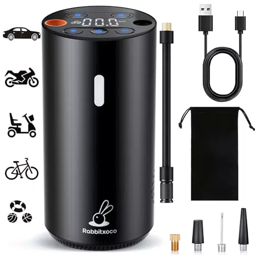 RabbitXoco Compressore Aria Portatile 150 PSI Gonfiatore Elettrico con LED