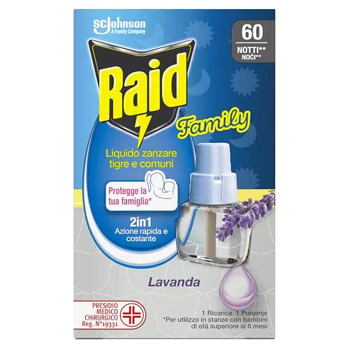 Raid Liquido Elettrico Antizanzare Ricarica alla Lavanda per 60 Notti