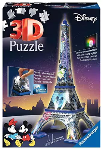 Ravensburger Puzzle 3D Tour Eiffel Disney con Luci LED - Modello 12520