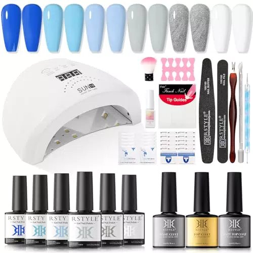 RSTYLE Kit Semipermanente Unghie con Lampada UV/LED 48W e Smalti Gel