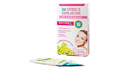 Satinex Strisce Depilatorie Viso e Parti Delicate con Olio di Semi di Uva