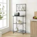 en.casa Scaffale da Cucina Mobile da Stoccaggio con Ripiani e Parete a Griglia