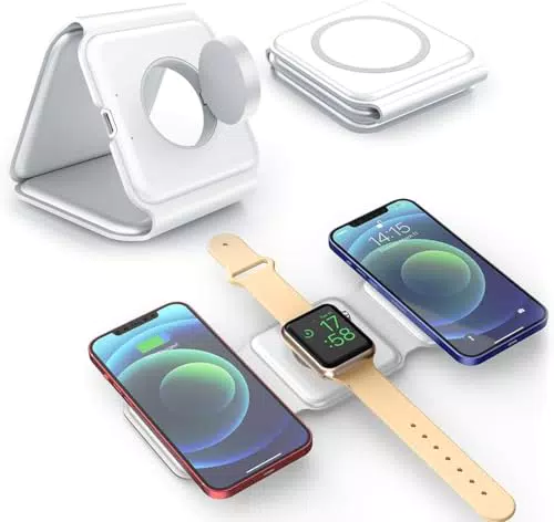 Seseno Caricatore Wireless Pieghevole 3 in 1 per iPhone e Apple Watch